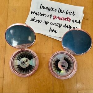 Beauty Lounge Set/2 Fake Lashes + Compact Mirror Sets, Jojo, Ashley, Black